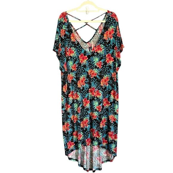 Swimsuits For All Hawaiian Floral Strappy Swimsuit Cover Up - Picture 4 of 8